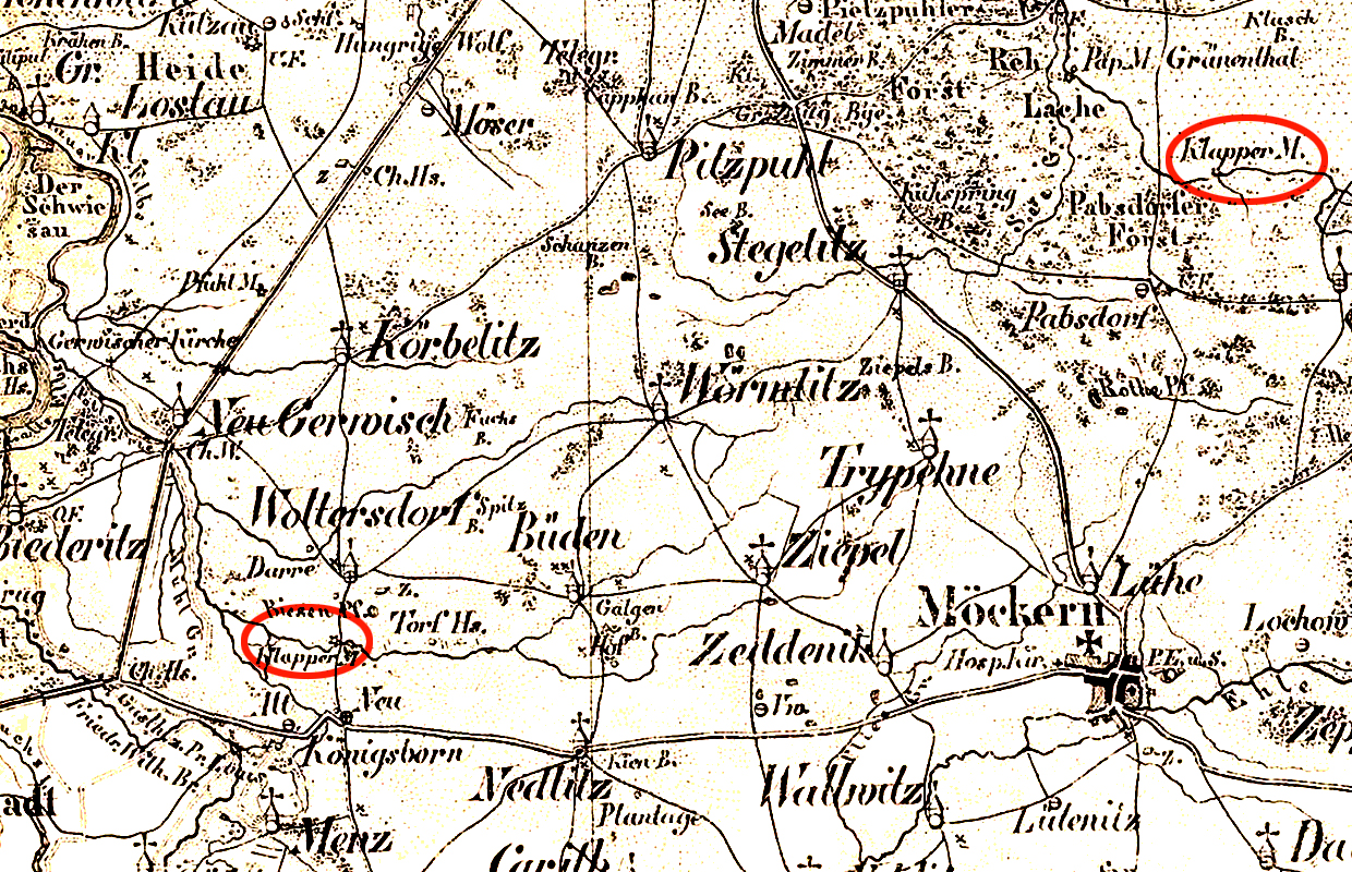 Kartenausschnitt von 1842